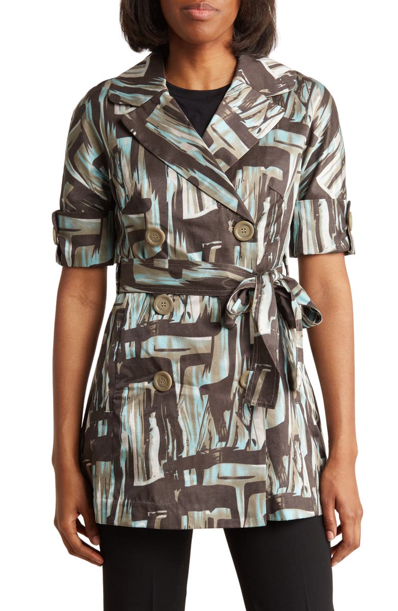 Vertigo Paris Double Breasted Short Sleeve Trench Coat, Main, color, 