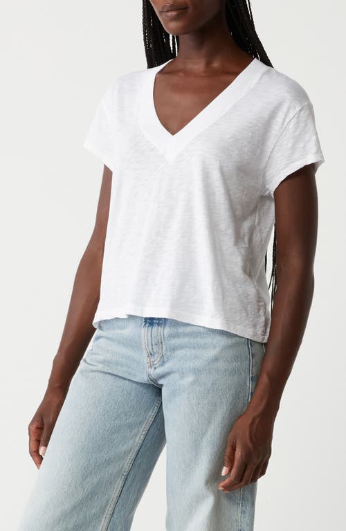 Shop Michael Stars Harlan Cotton V-neck T-shirt In White