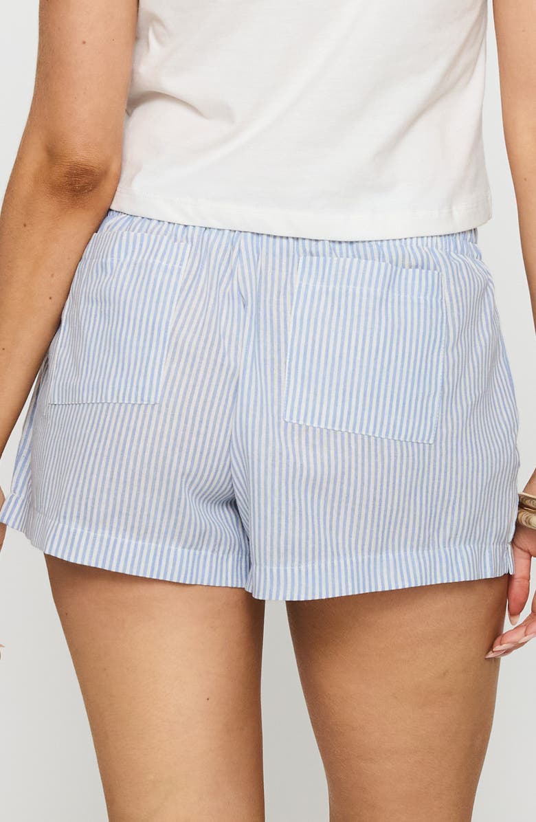 Princess Polly Sincar Stripe Cotton Blend Boxer Shorts, Alternate, color, Blue / White Stripe