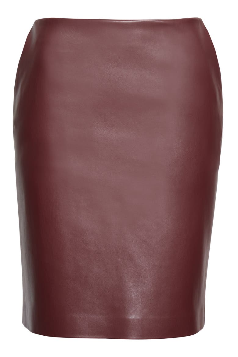 Faux Leather Pencil Skirt, Alternate, color, BURGUNDY