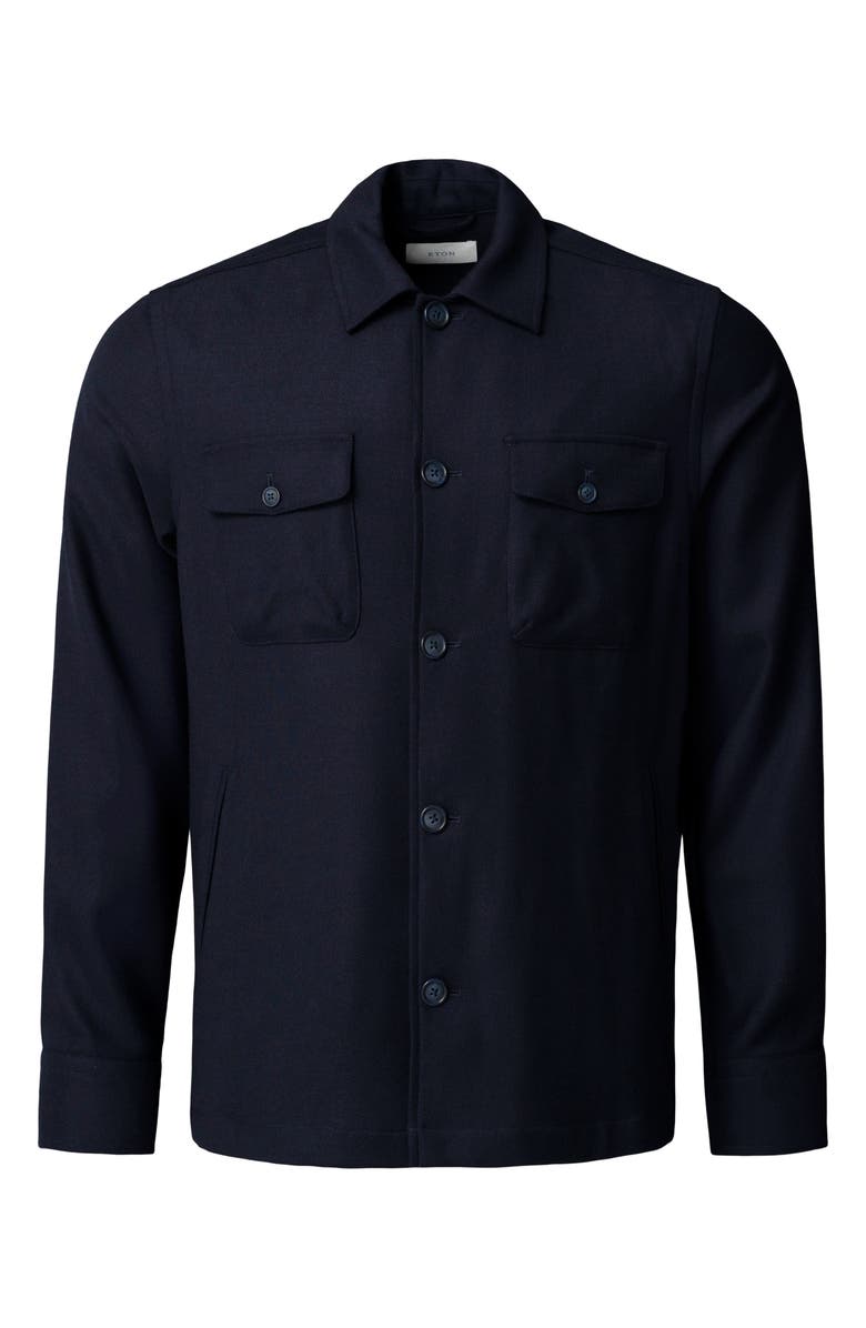 Eton Woven Wool & Cashmere Button-Up Overshirt, Alternate, color, Navy