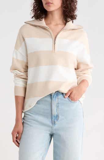 Rugby Stripe Quarter Zip Sweater