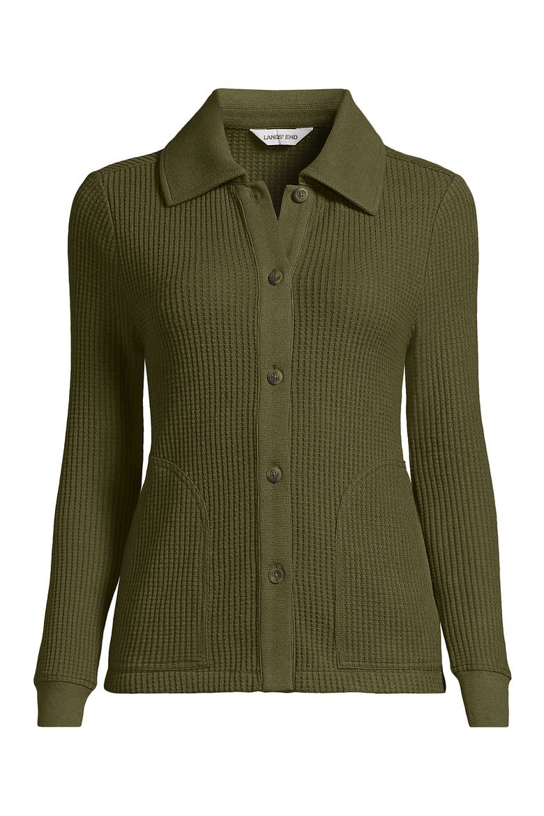 Waffle Relaxed Long Sleeve Shirt Jacket, Alternate, color, Olive Drab