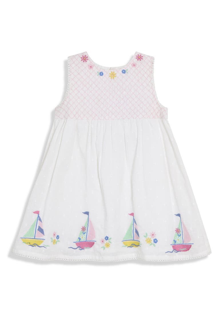 Boat Appliqué Smocked Dress, Alternate, color, WHITE