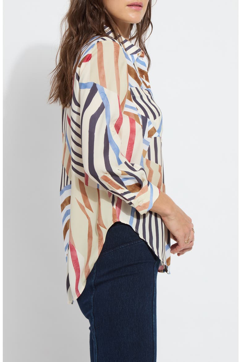 Yesenia Stripe Utility Button-Up Shirt, Alternate, color, STRIPE ART