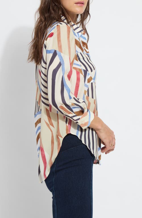Lyssé Yesenia Roll Tab Utility Shirt In Stripe Art