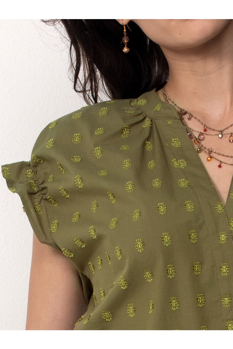 Cotton Peasant Blouse, Alternate, color, Olive