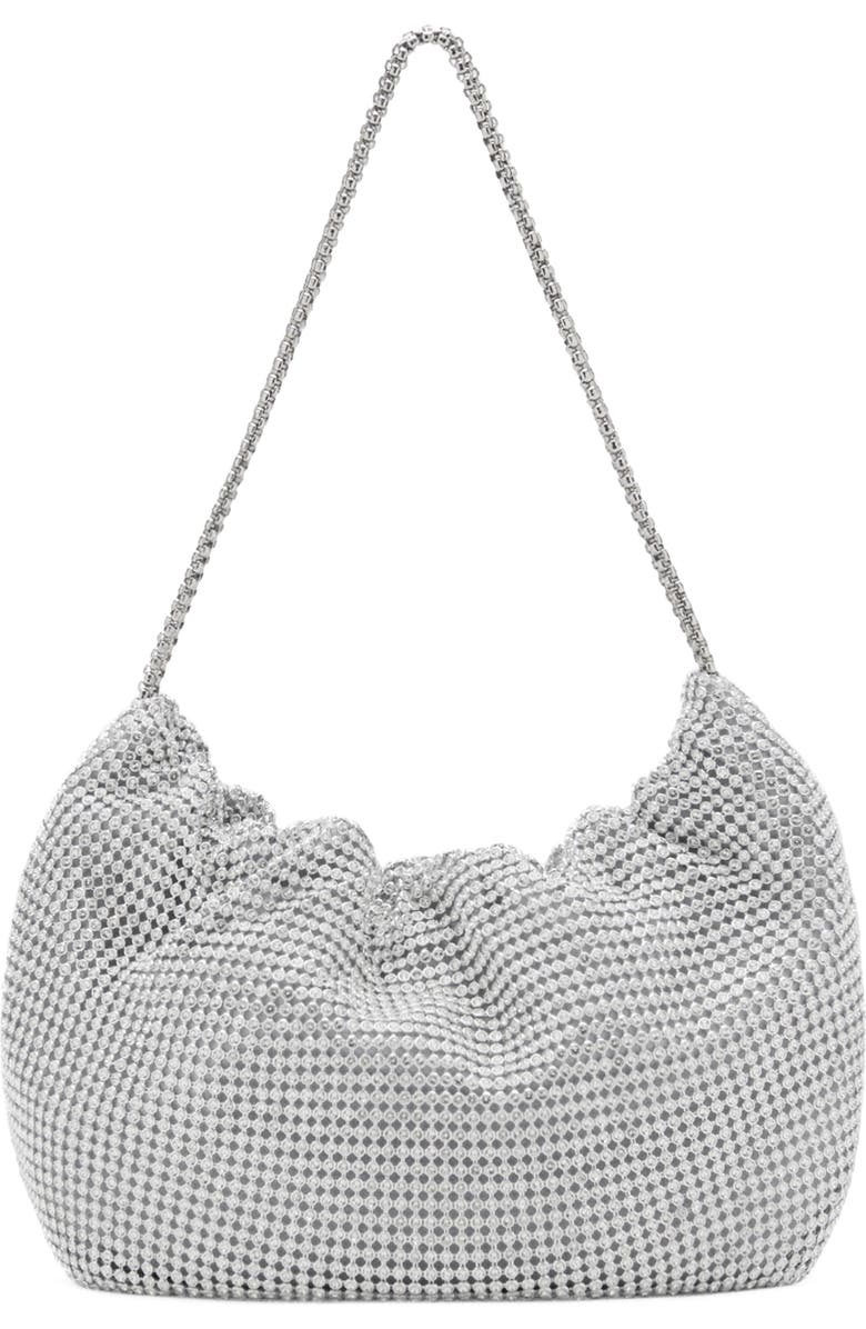 MANGO Crystal Mesh Shoulder Bag, Main, color, Silver