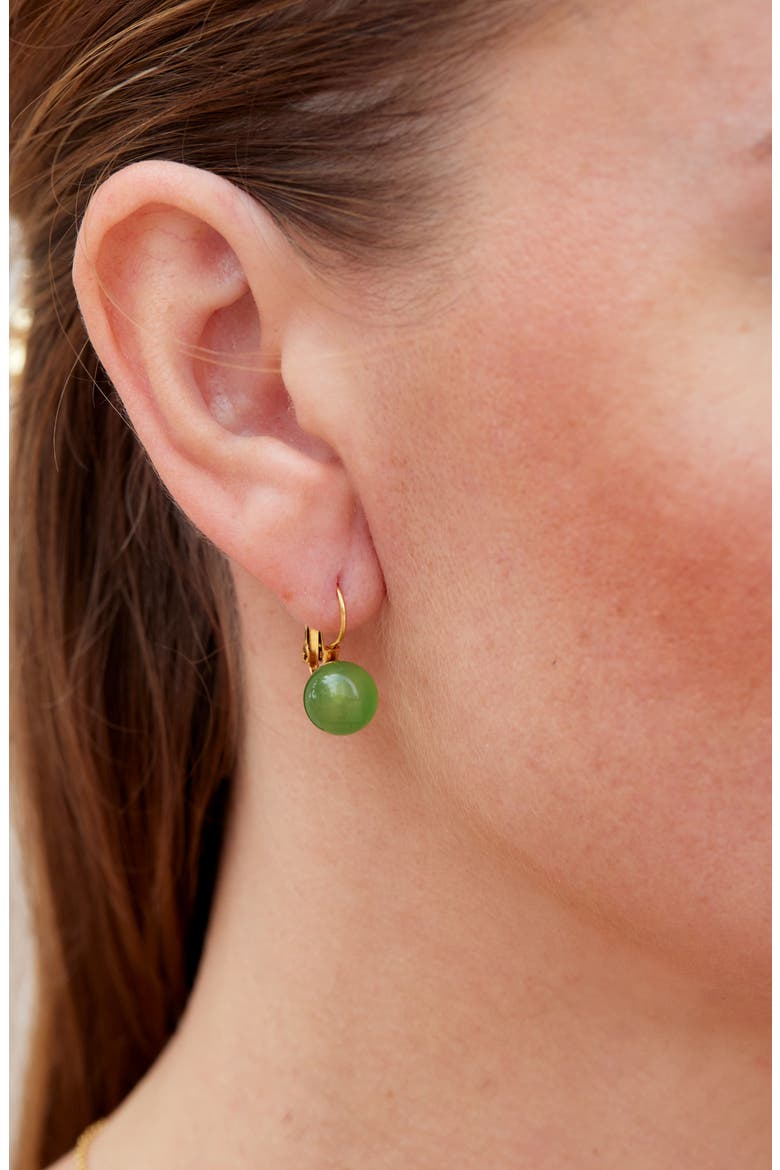 Jade Lever Back Earrings, Alternate, color, YELLOW GOLD