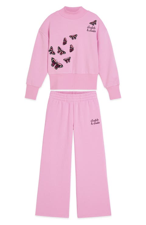 Kids' Embroidered Butterfly Fleece Sweatshirt & Pants Set (Little Kid & Big Kid)