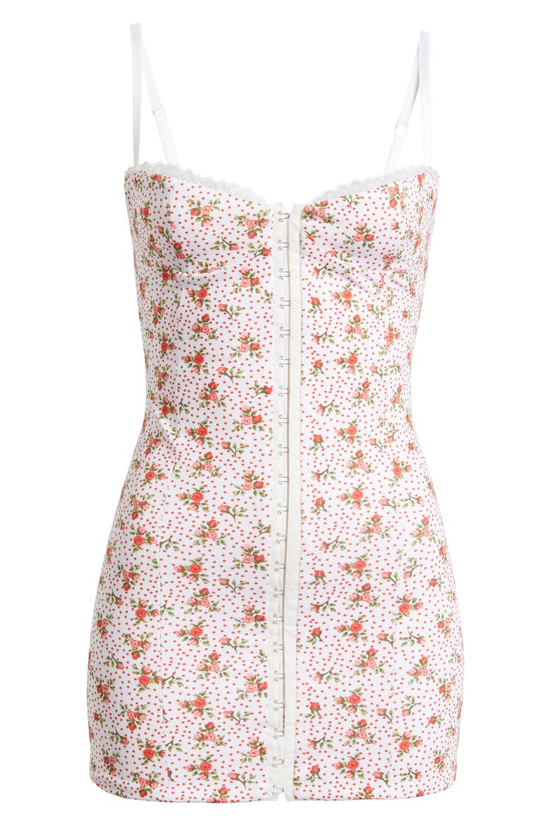 Body-Con Corset Minidress, Alternate, color, WHITE FLORAL