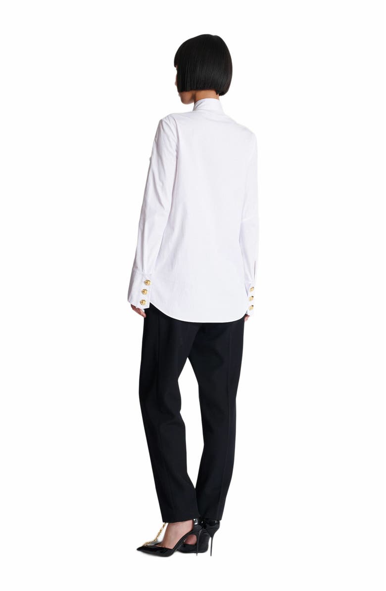 Balmain Ruffled Poplin Shirt, Alternate, color, White