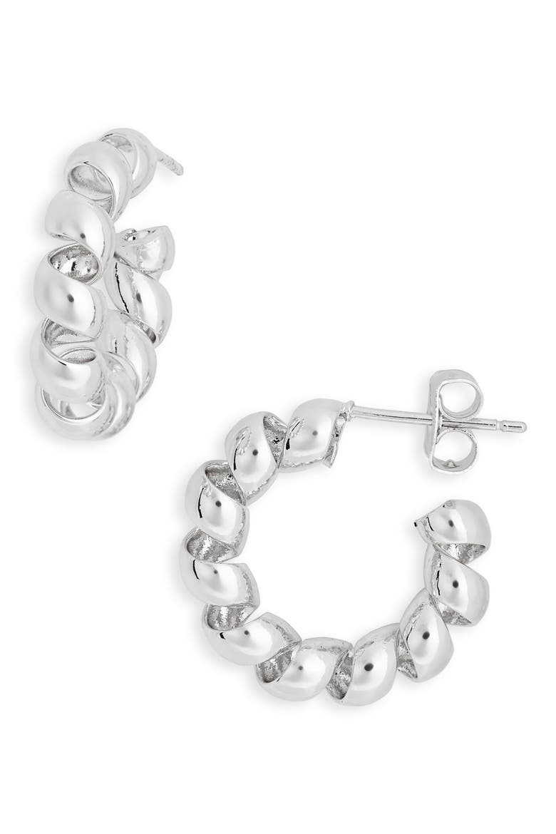 Demi Fine Twisted Hoop Earrings, Main, color, SILVER