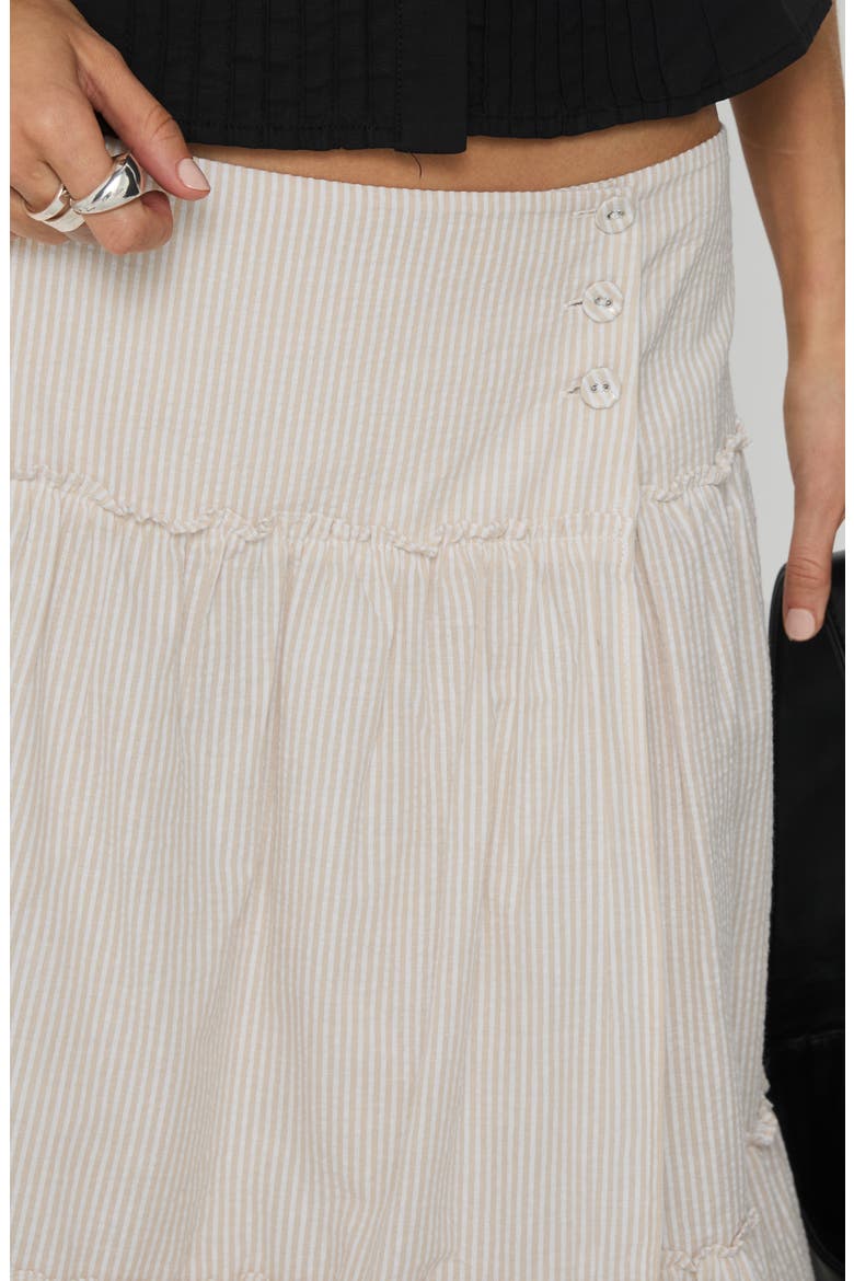Cascades Stripe Tiered Cotton Skirt, Alternate, color, BEIGE / WHITE STRIPE