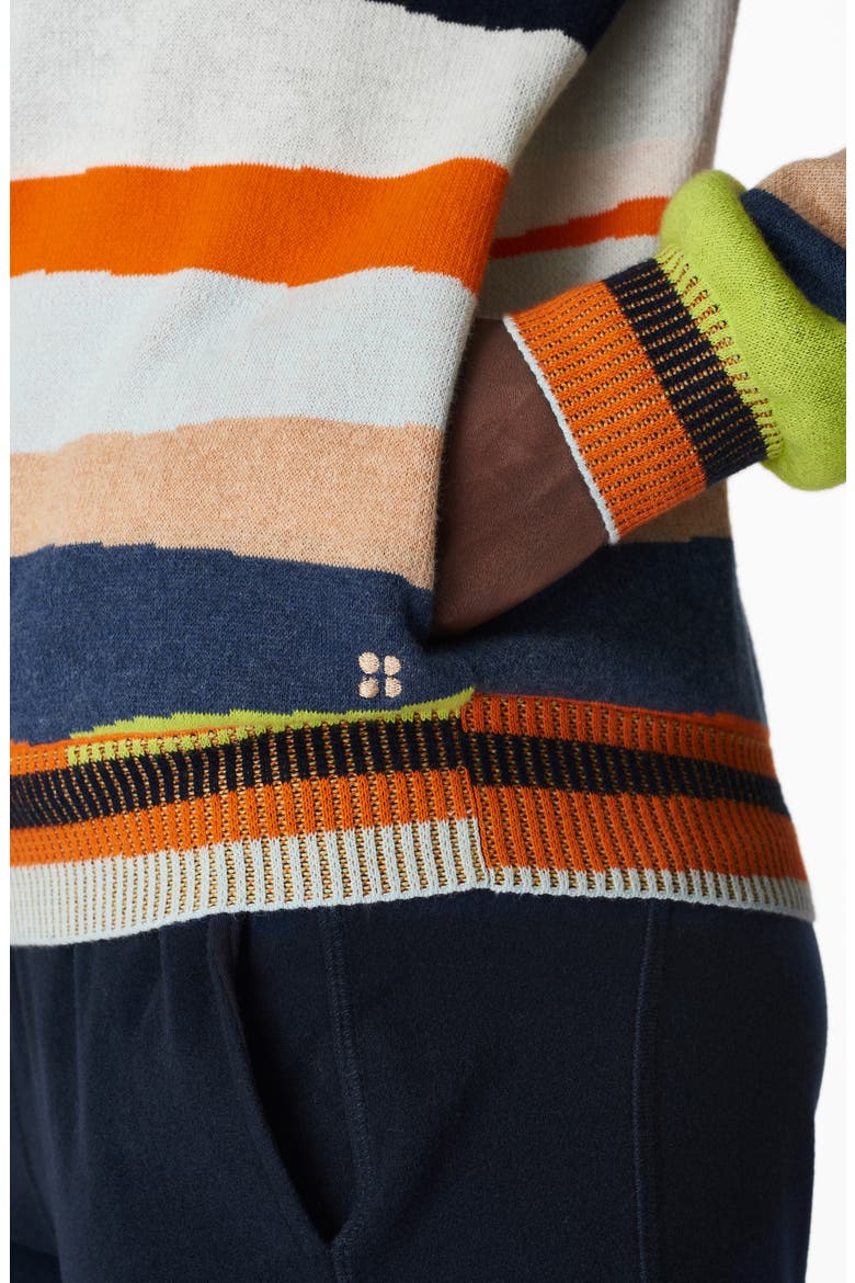 Terrain Full Zip Jacquard Sweater, Alternate, color, ORANGE HILLS PRINT