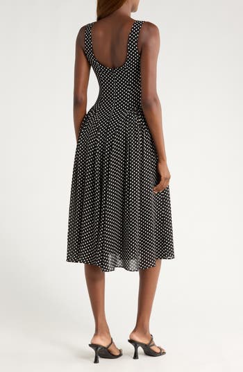 Reformation Anelis Polka Dot Sleeveless Fit & Flare Dress