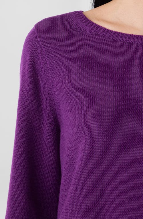 Eileen Fisher Bateau Neck Cotton Blend Sweater In Purple