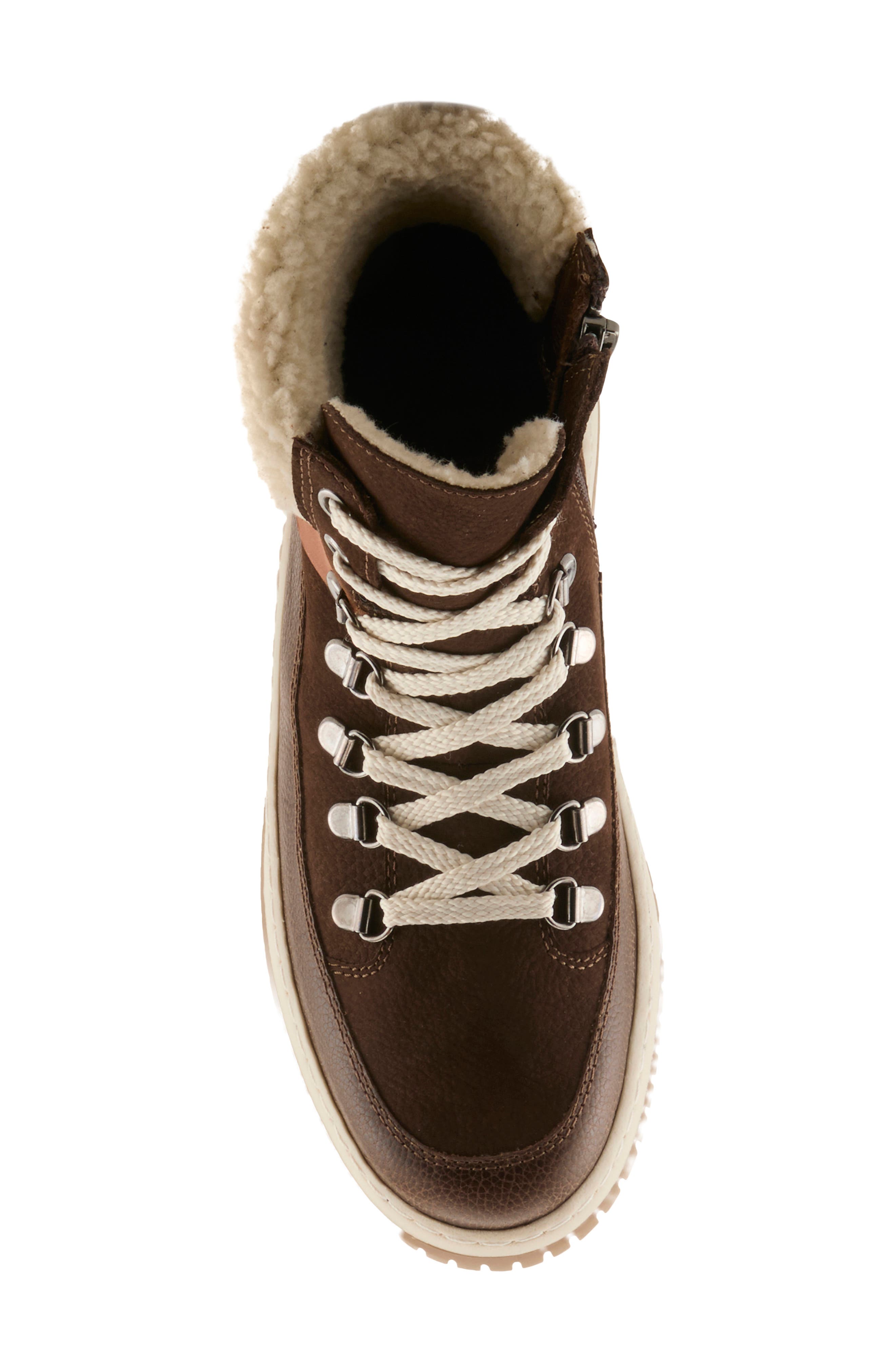 Winterlyn Waterproof Boot with Faux Shearling Trim, Alternate, color, CHOCOLATE NUBUCK