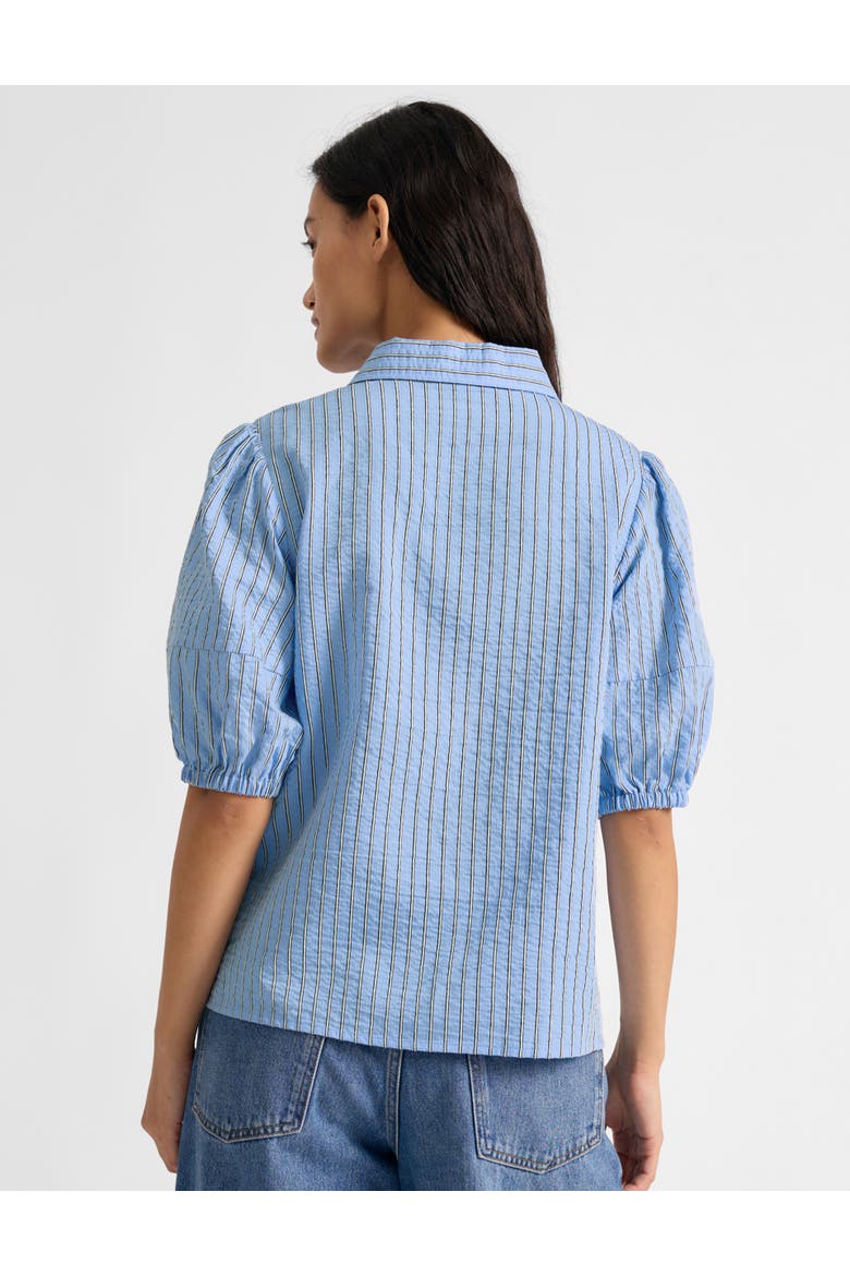 Stripe Short Sleeve Blouse, Alternate, color, Blue