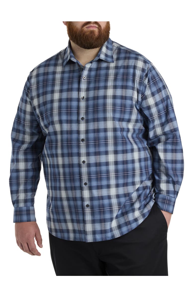 Synrgy by DXL Big & Tall Plaid Sport Shirt, Alternate, color, Blue