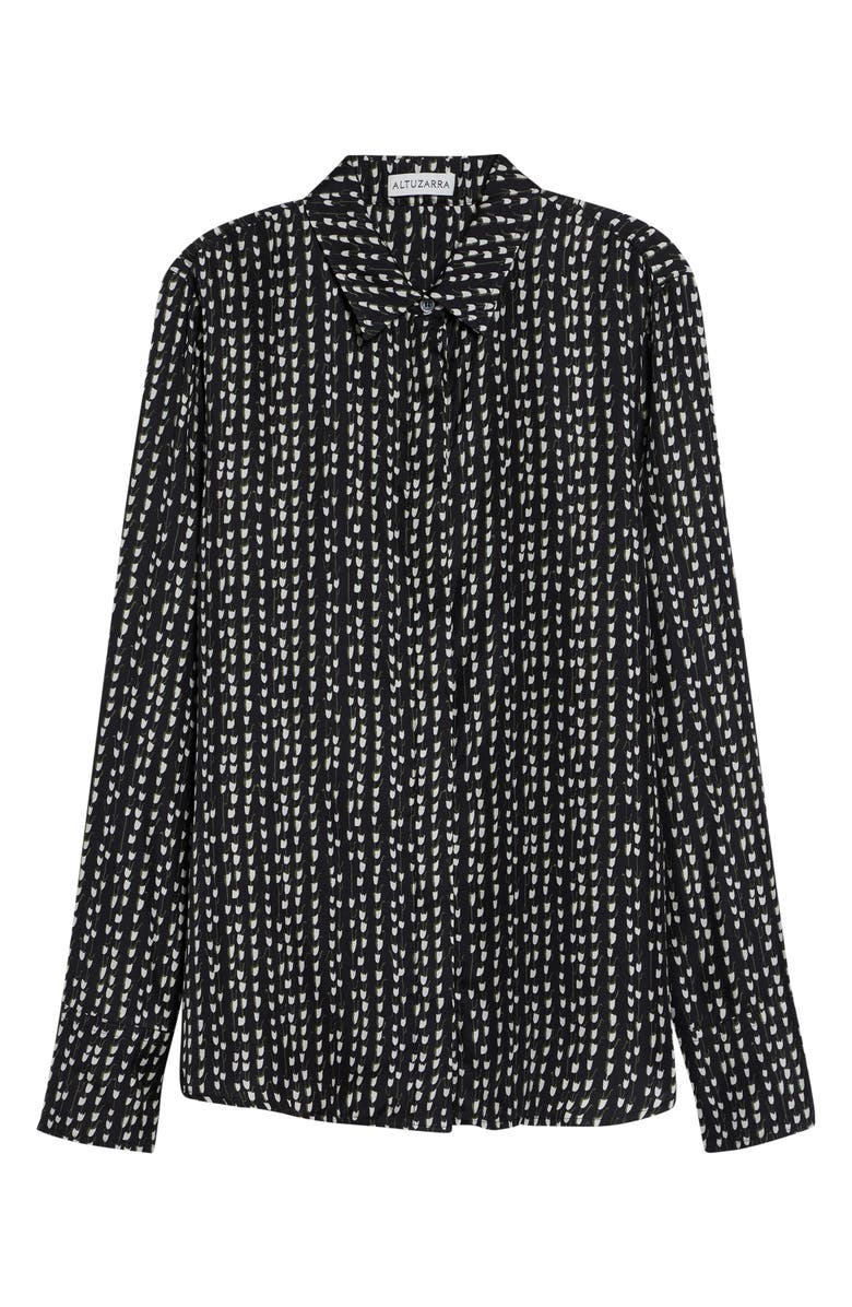 Altuzarra Chika Silk Twill Button-Up Shirt, Main, color, Black Bluebell