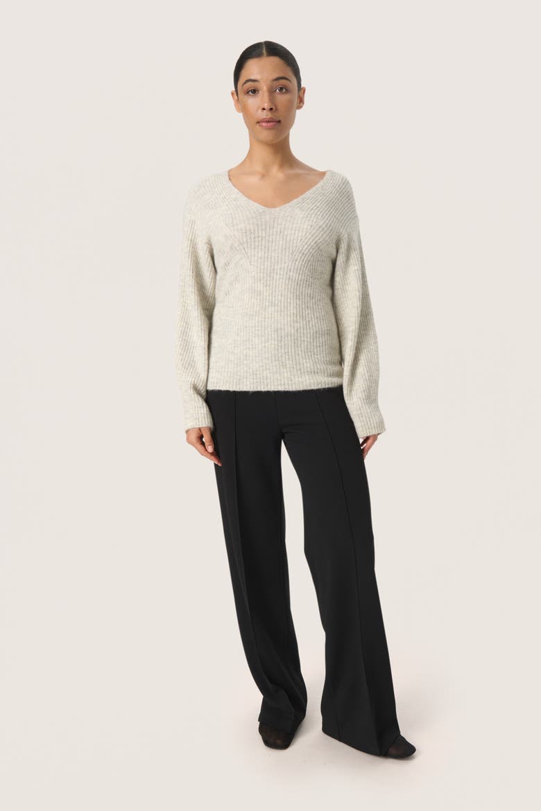 Slrakel V-Neck Rib Knit Pullover, Alternate, color, White Grey Melange