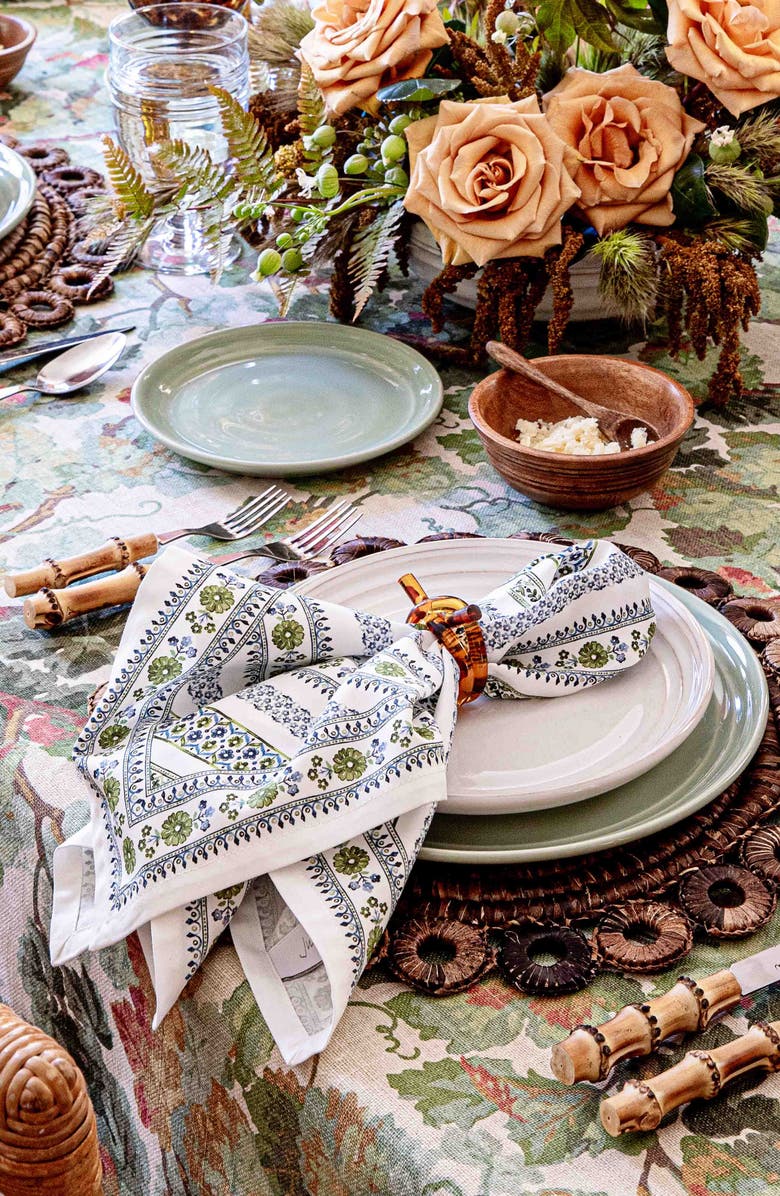 Juliska Set of 4 Seville Stripe Cotton Napkins, Alternate, color, Green