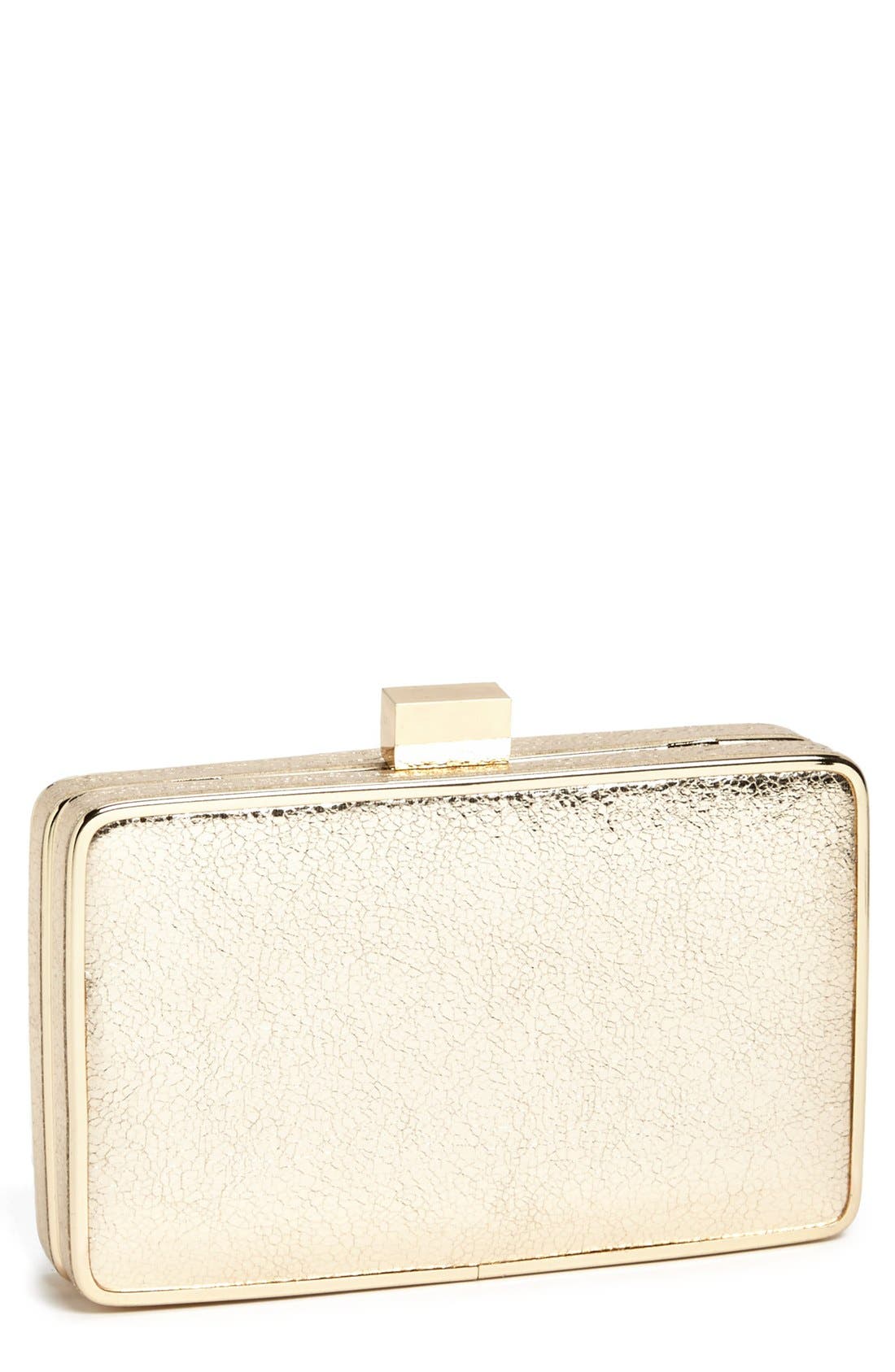 'Crinkle' Box Clutch, Main, color, GOLD