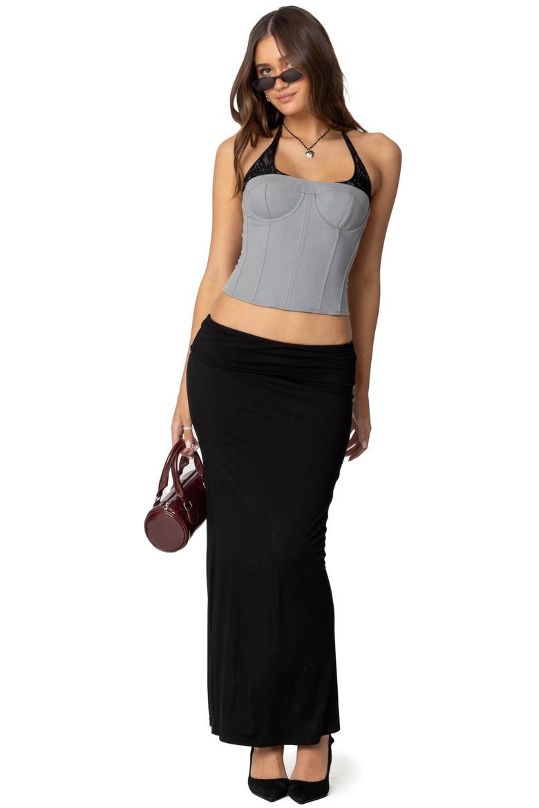 Jara Layered Lace Halter Corset, Alternate, color, GRAY