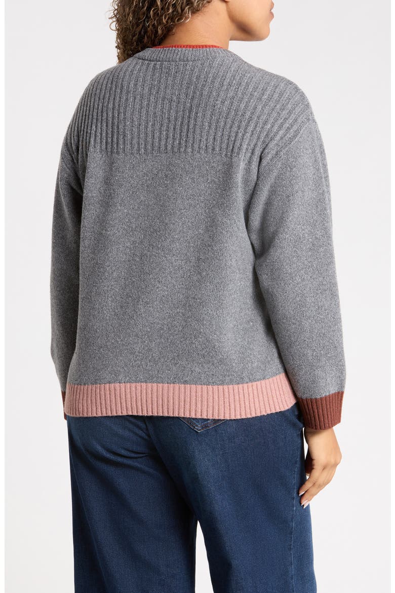 Layered Neck Crewneck Sweater, Alternate, color, CHARCOAL