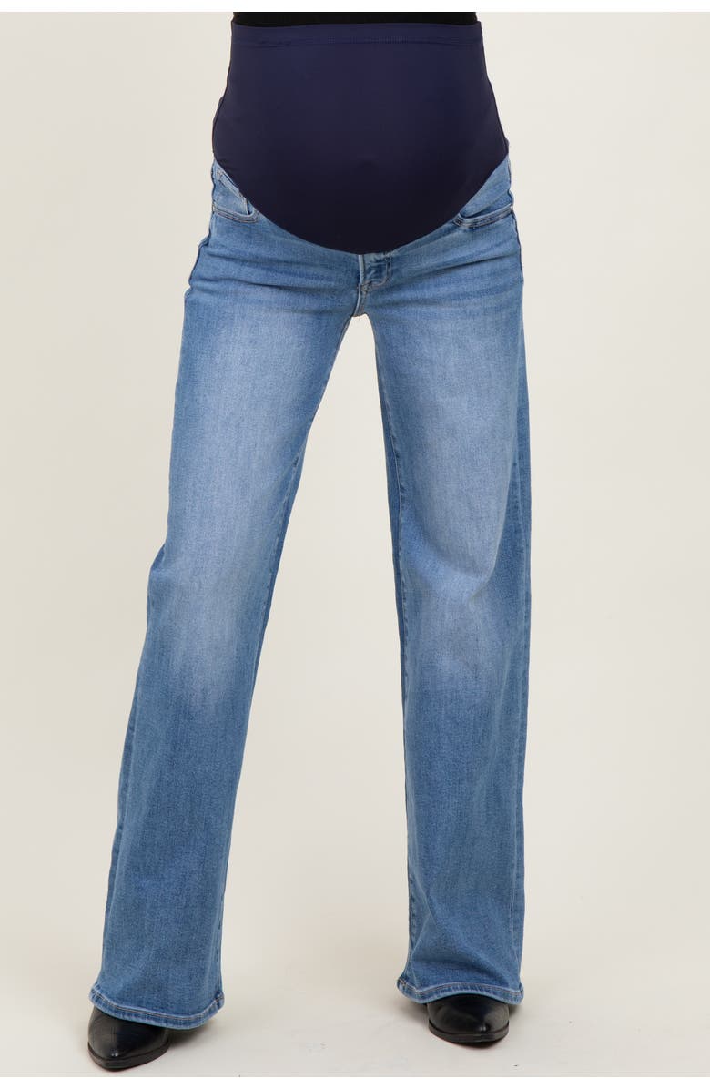 PinkBlush Low Rise Wide Leg Maternity Jeans, Alternate, color, 