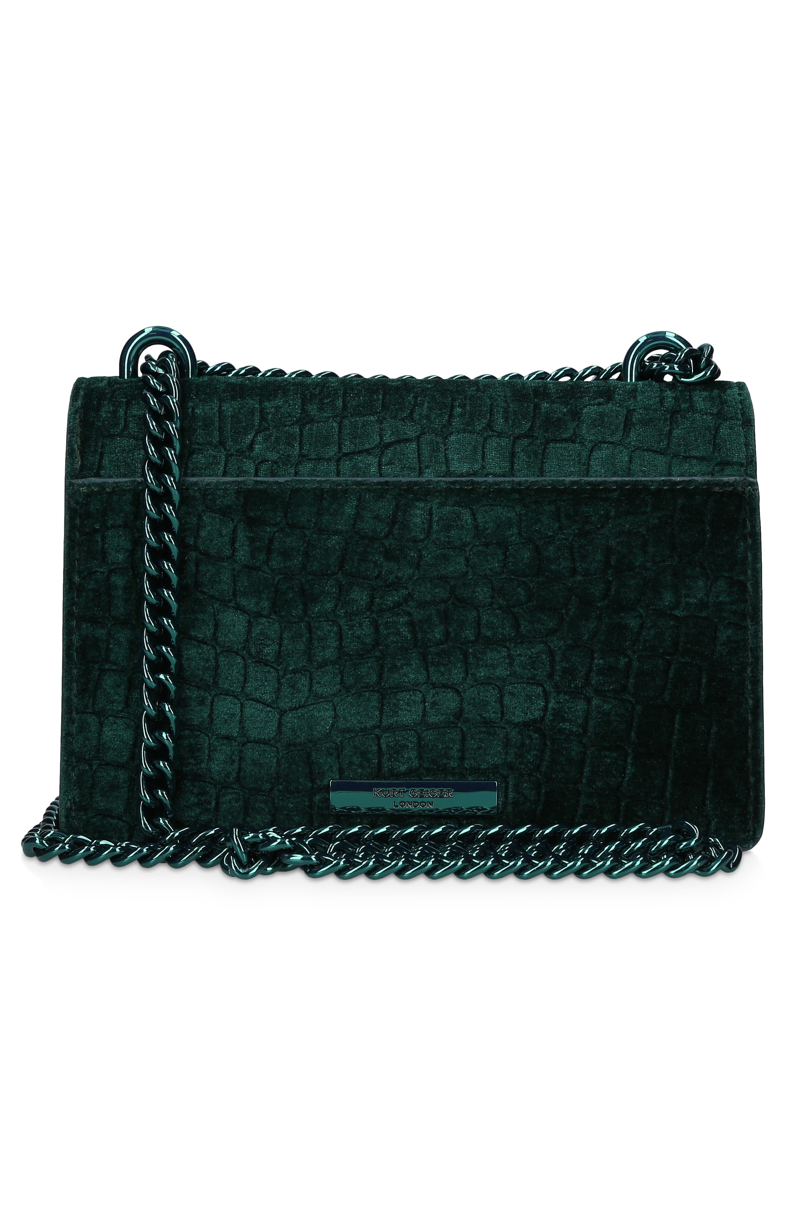 Kurt Geiger London Small Shoreditch Croc Embossed Velvet Crossbody Bag, Alternate, color, 