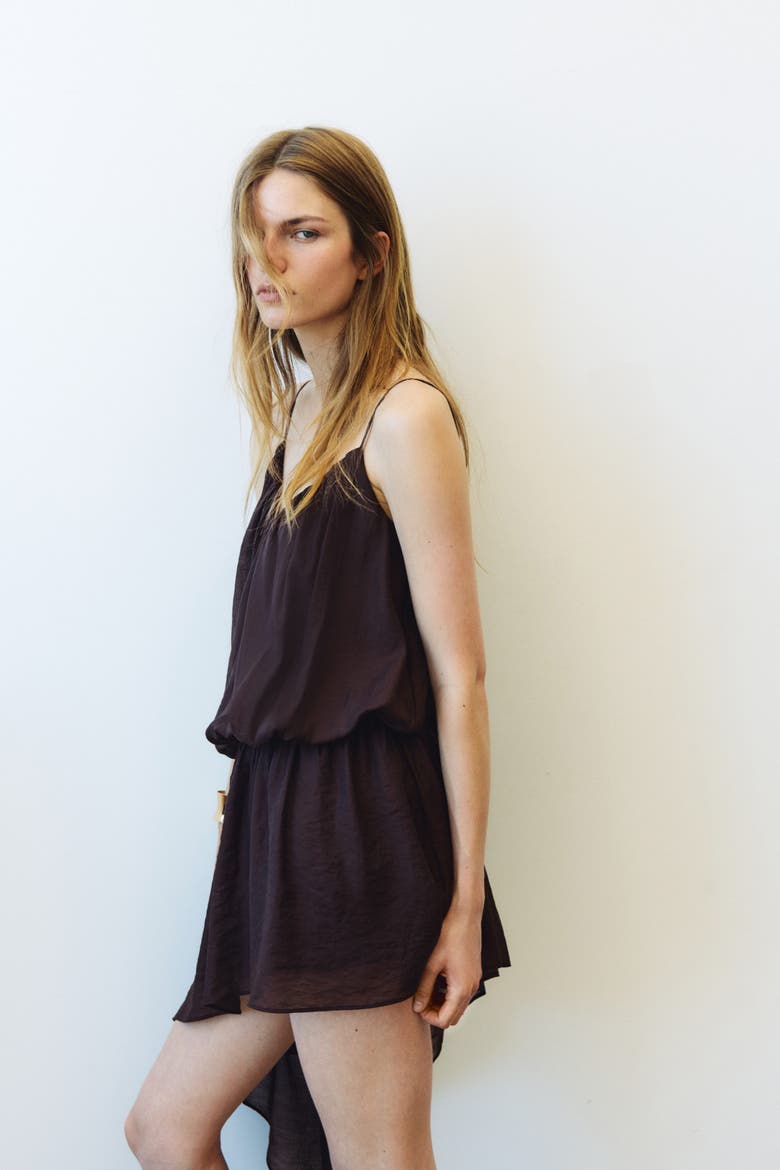 Asymmetric Strappy Dress, Alternate, color, Dark brown