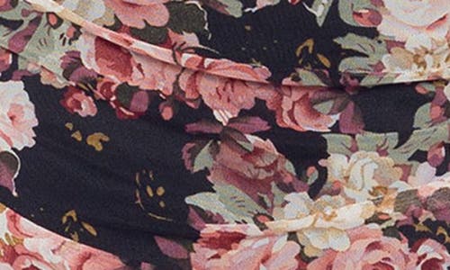 Shop Bebe Mesh Floral Midi Dress In Black/pink