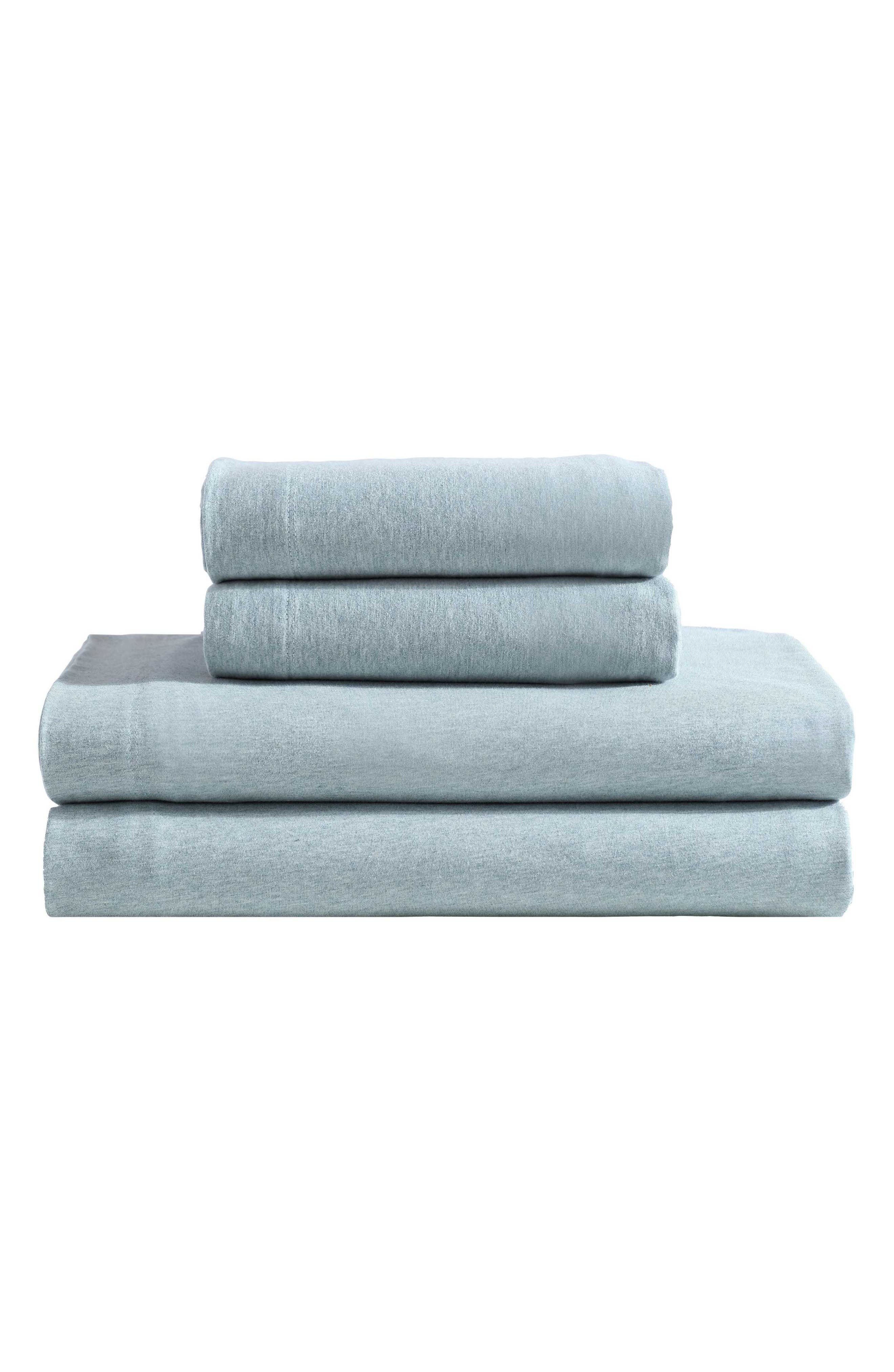 Calvin Klein Home Modern Mélange Cotton Blend Sheet Set in Pastel Blue 