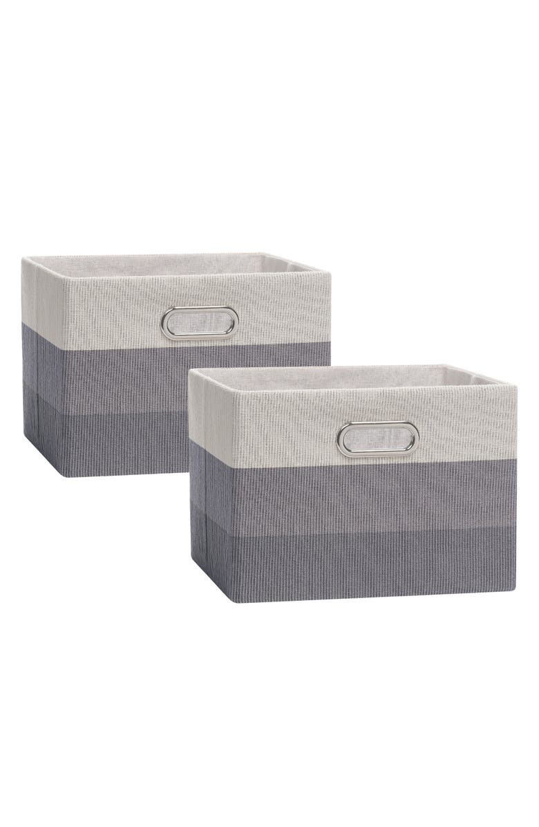 Lambs & Ivy Gray Ombre Foldable/Collapsible Storage Bin/Basket- 2 Pack, Main, color, Gray