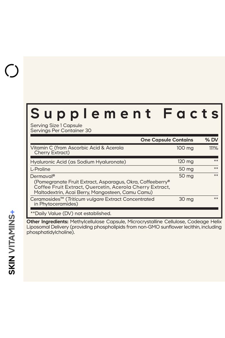 Skin Vitamins+, Coffeeberry, Vitamin C Supplement, Alternate, color, White