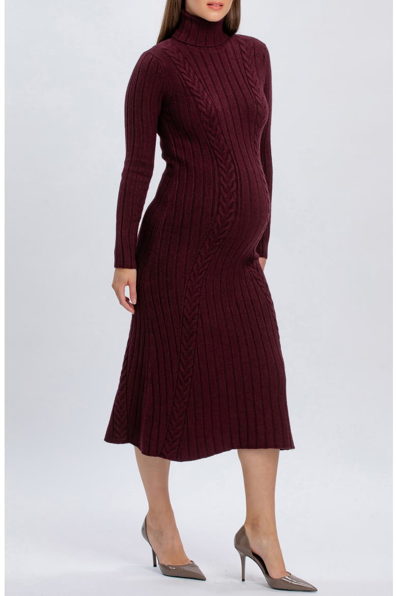 Perla Maternity Sweater Dress, Main, color, CHERRY LACQUER
