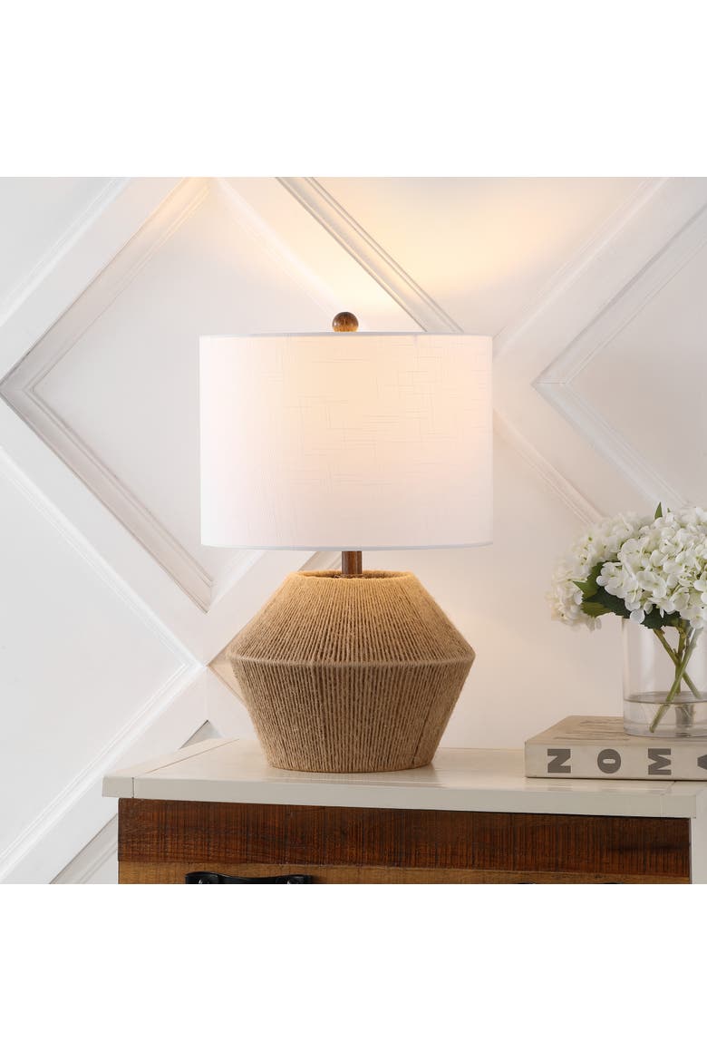Alma 21.75" Coastal Rustic Iron/Rope LED Table Lamp, Brown, Alternate, color, Brown