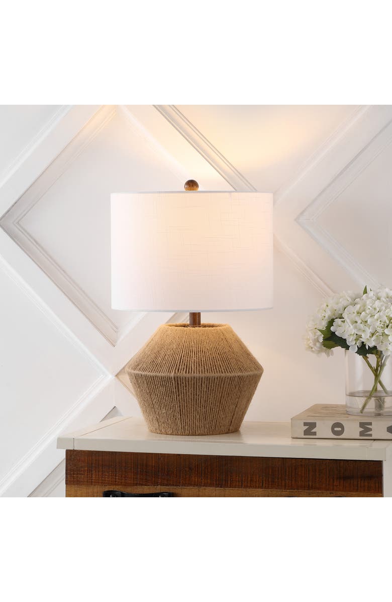 JONATHAN Y Alma 21.75" Coastal Rustic Iron/Rope LED Table Lamp, Brown, Alternate, color, Brown