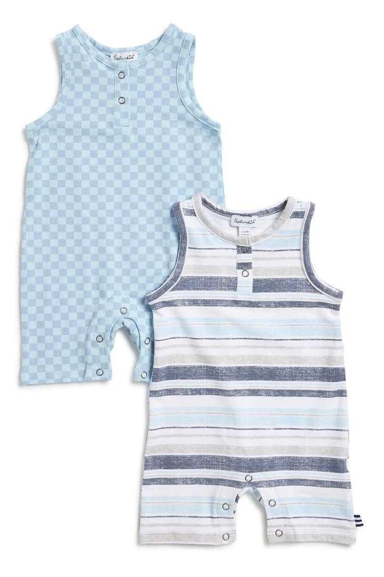 2-Pack Cotton Blend Romper, Main, color, CBRY MLTI/CHCKR