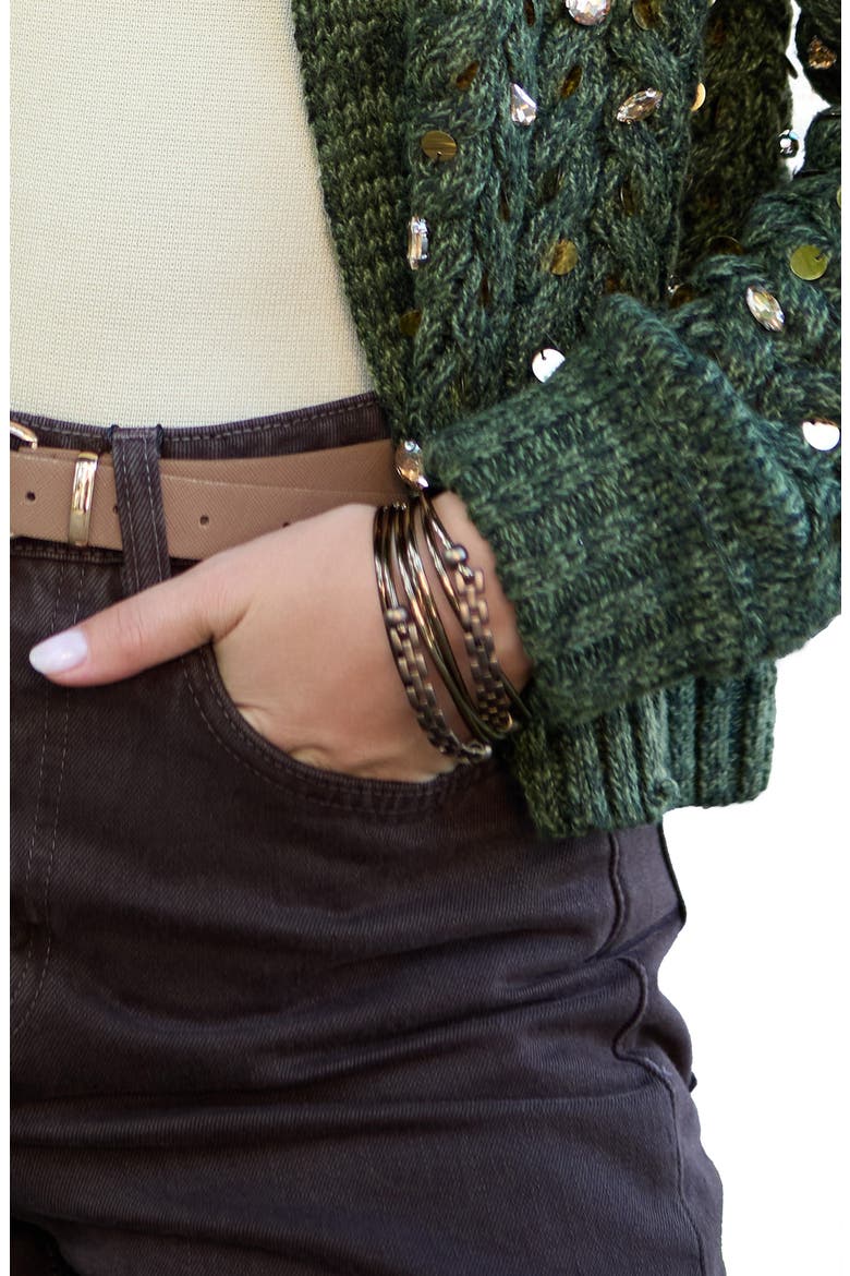 Chain & Cord Layered Bracelet, Alternate, color, BROWN