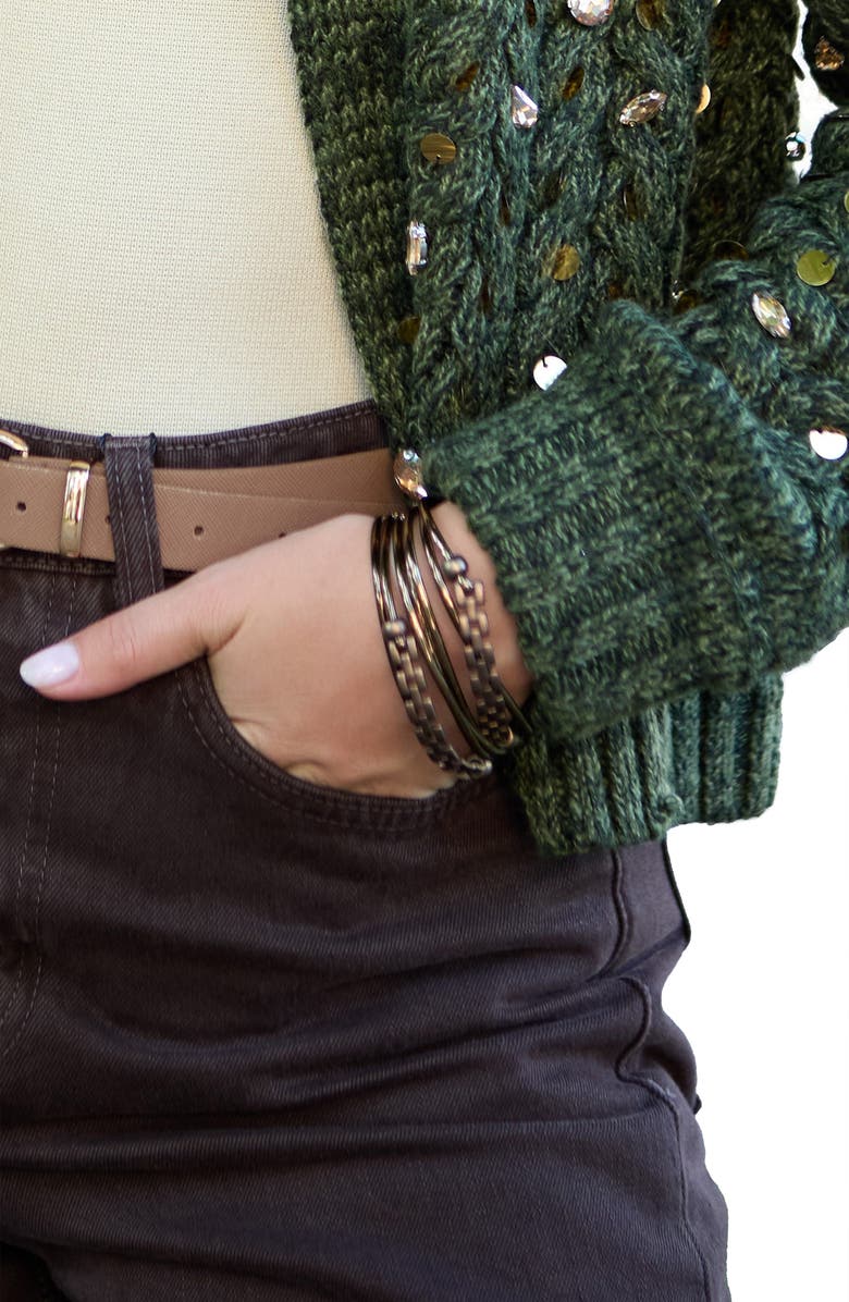 SAACHI Chain & Cord Layered Bracelet, Alternate, color, Brown