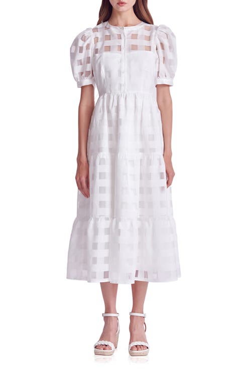 Check Puff Sleeve Belted Shirtdress