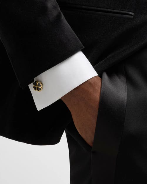 Jan Leslie Four Leaf Clover Sterling Silver Gold Vermeil Cufflinks In Gold