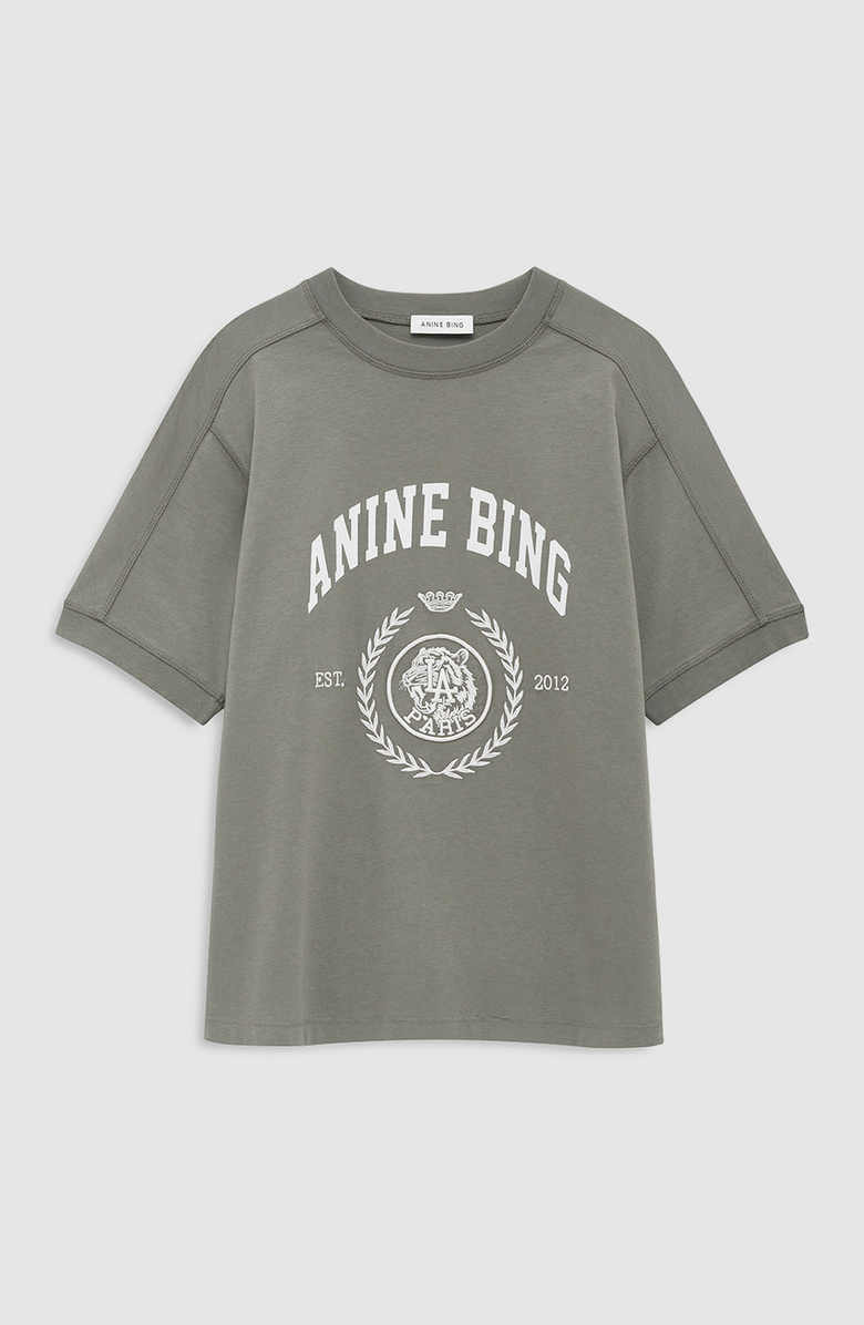 ANINE BING Jaylin Collegiate Tee, Alternate, color, Washed Sage