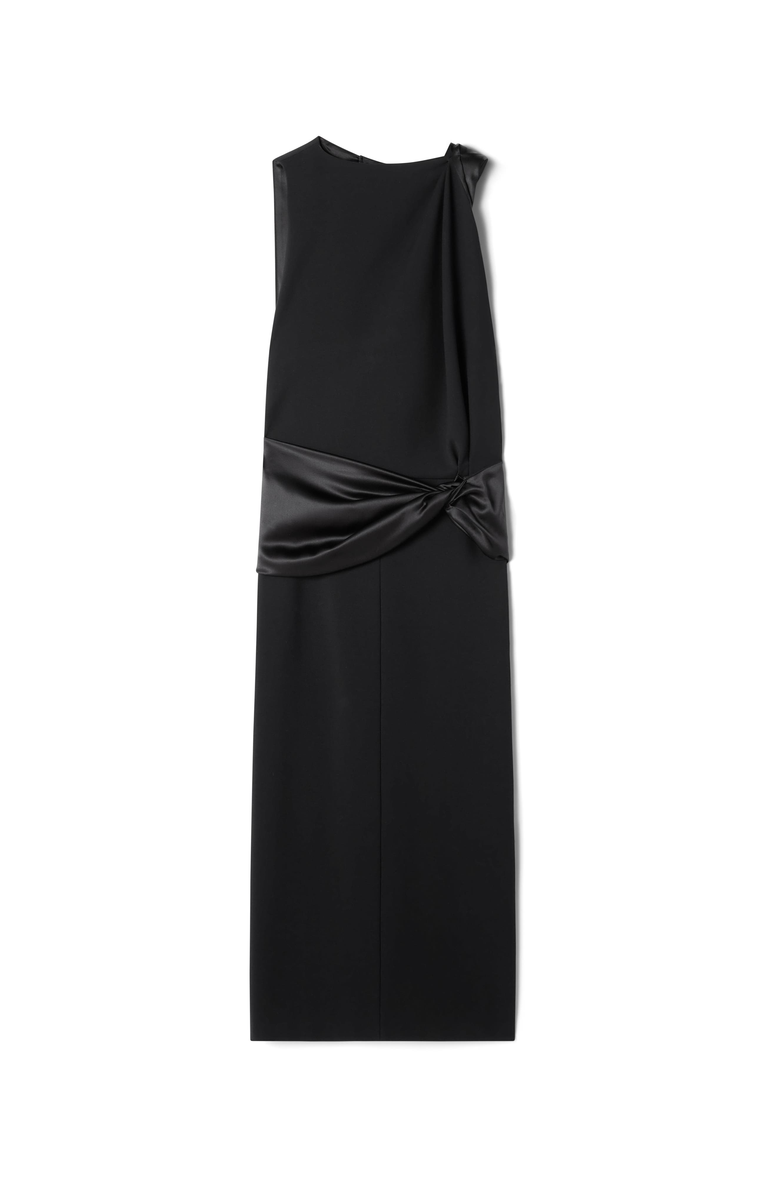Black Midi Dress In Jersey And Satin - image 2