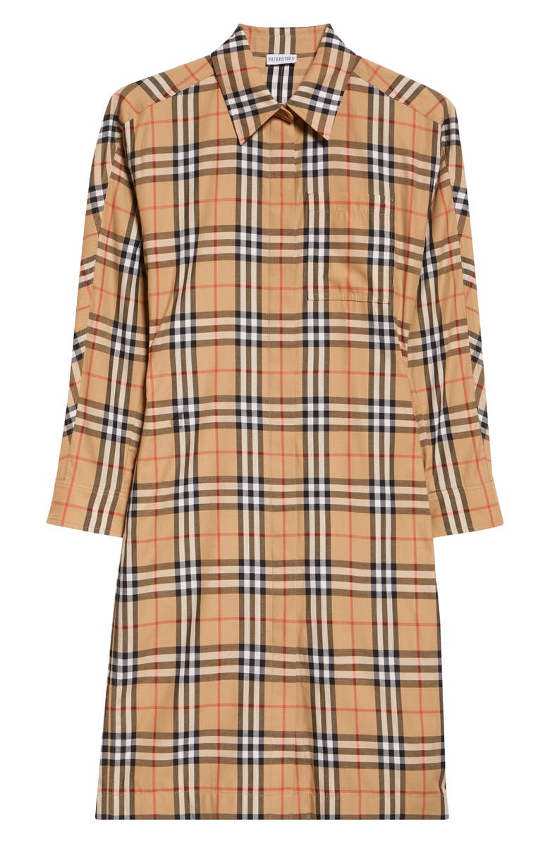 Burberry June Check Cotton Poplin Shirtdress, Main, color, Sand Ip Check