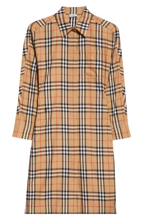 June Check Cotton Poplin Shirtdress