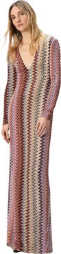 Missoni Long Dress With V-neck And Zigzag Pattern